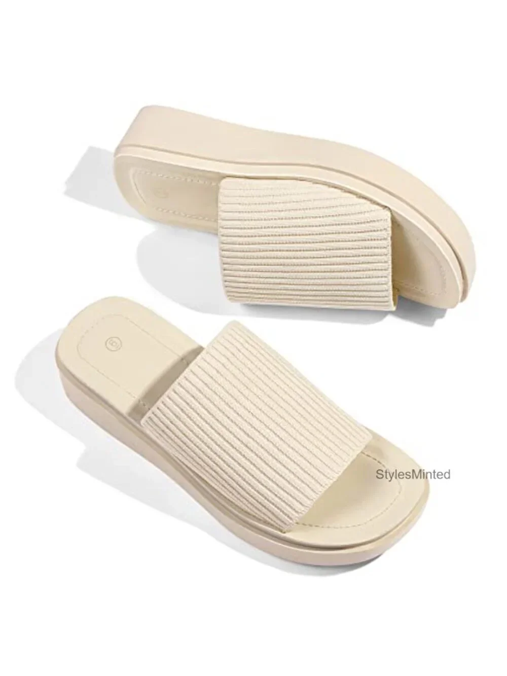 Women's Knit Platform Sandals Breathable Non-Slip Summer Slides